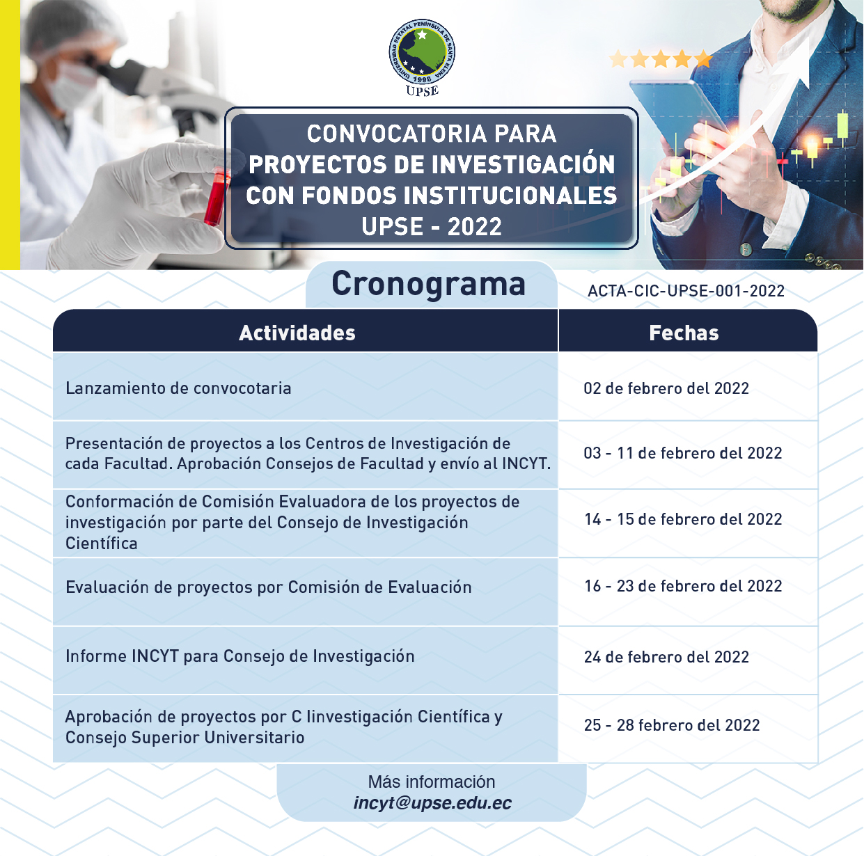 Cronograma Convocatoria Investigación UPSe