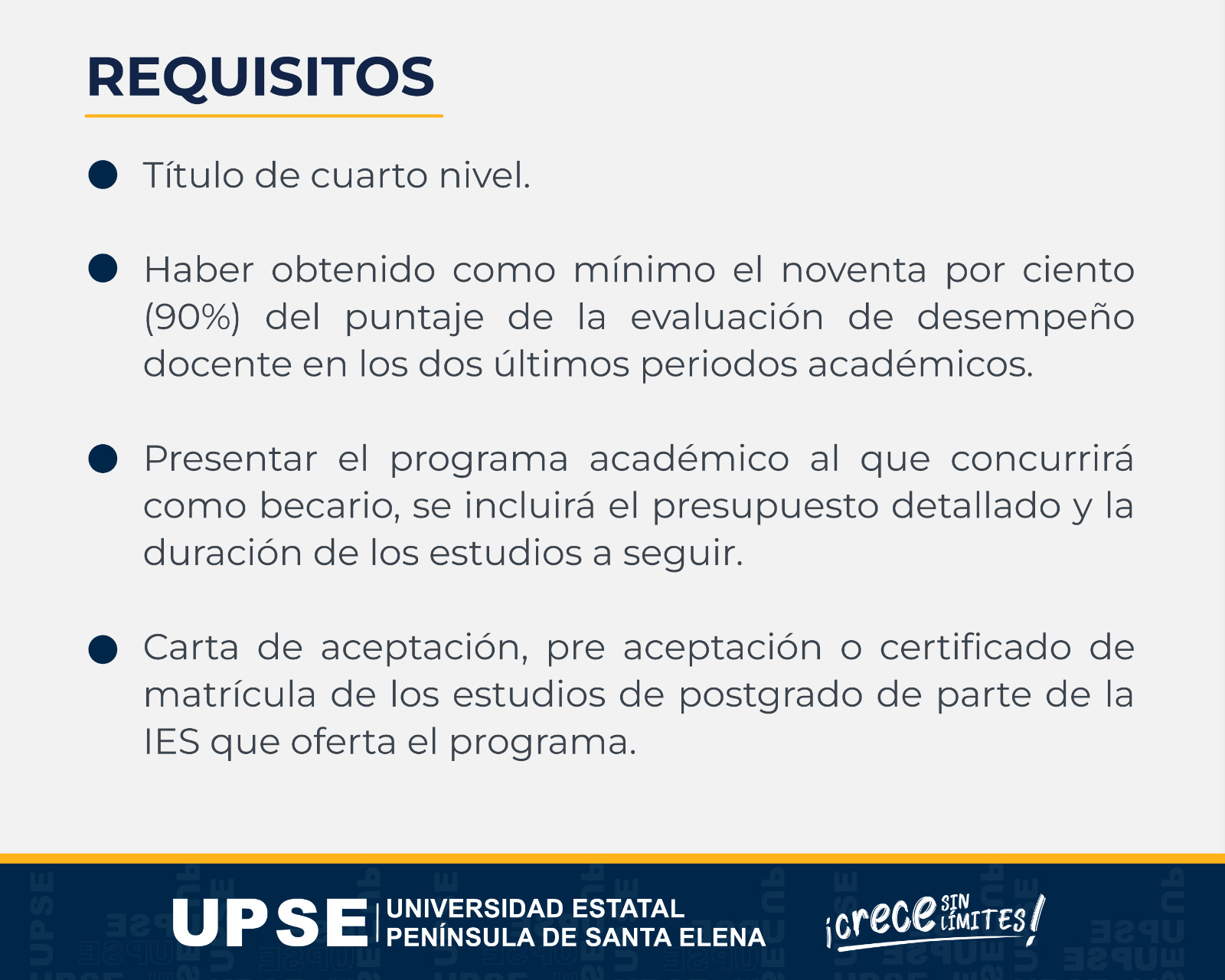CONVOCATORIA DE BECAS Y AYUDAS ECONÓMICAS PARA DOCENTES UPSE 2026
