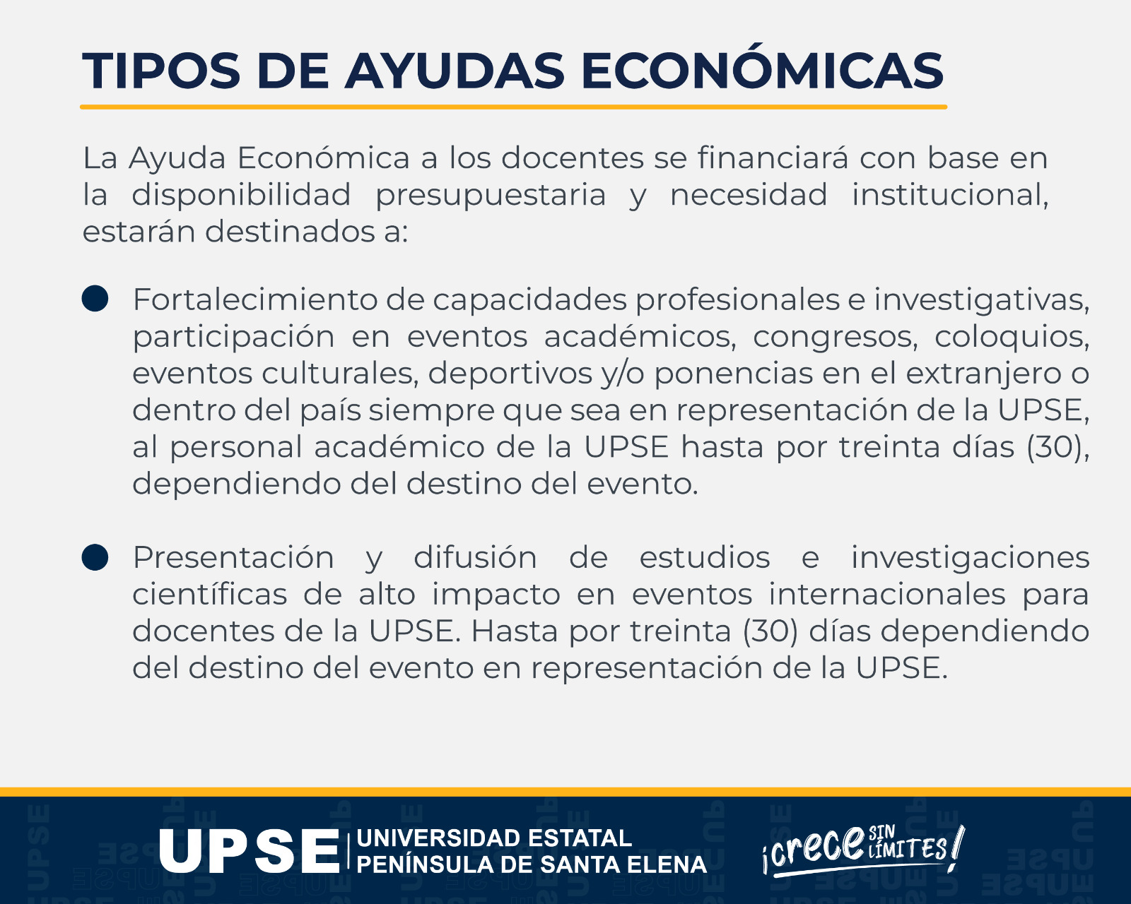 CONVOCATORIA DE BECAS Y AYUDAS ECONÓMICAS PARA DOCENTES UPSE 2026