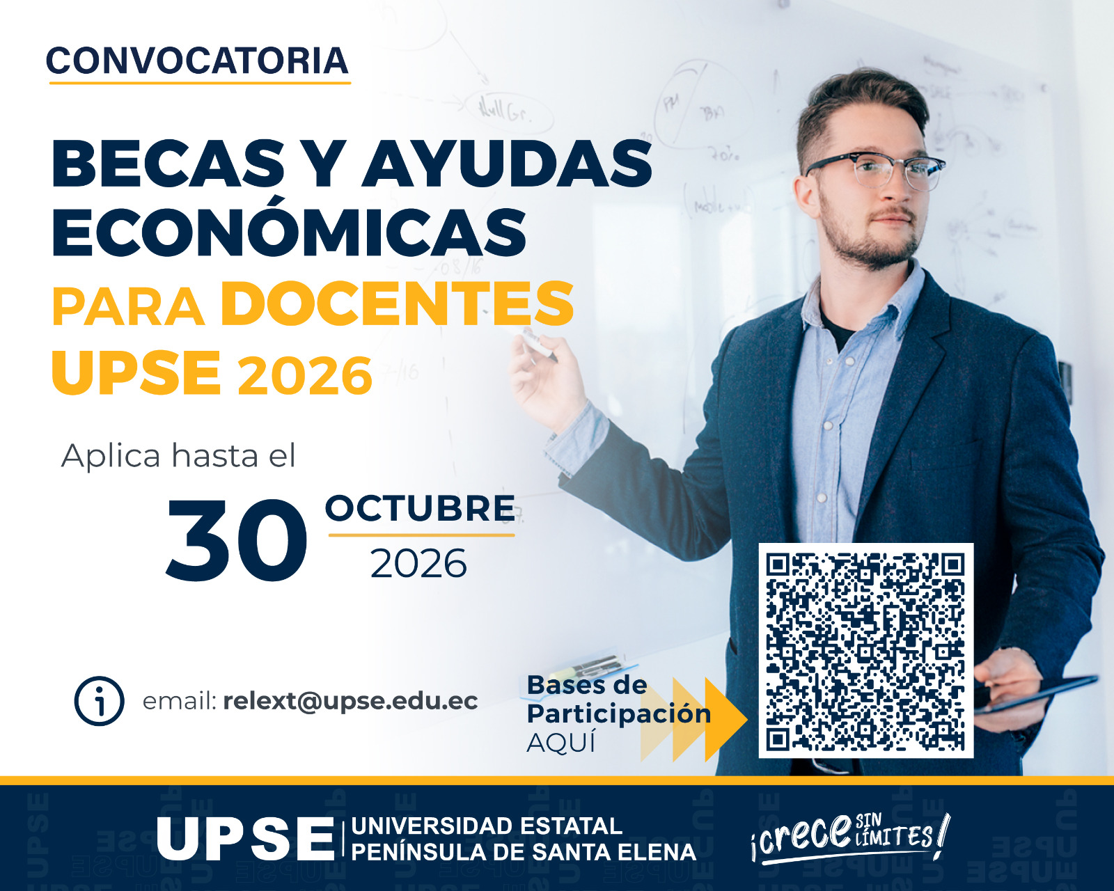 CONVOCATORIA DE BECAS Y AYUDAS ECONÓMICAS PARA DOCENTES UPSE 2026